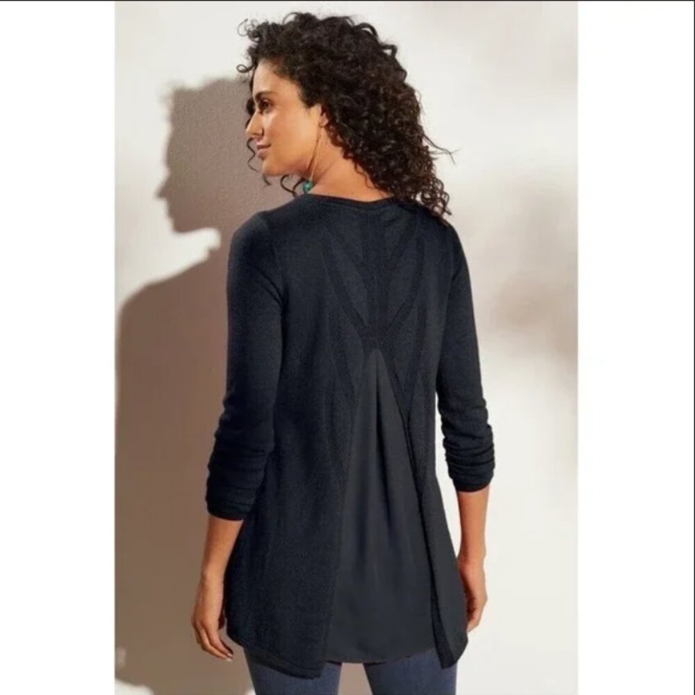 Soft Surrounding Tunic Sirena Sweater Womens Size PM Black Angora Blend Chic NWT